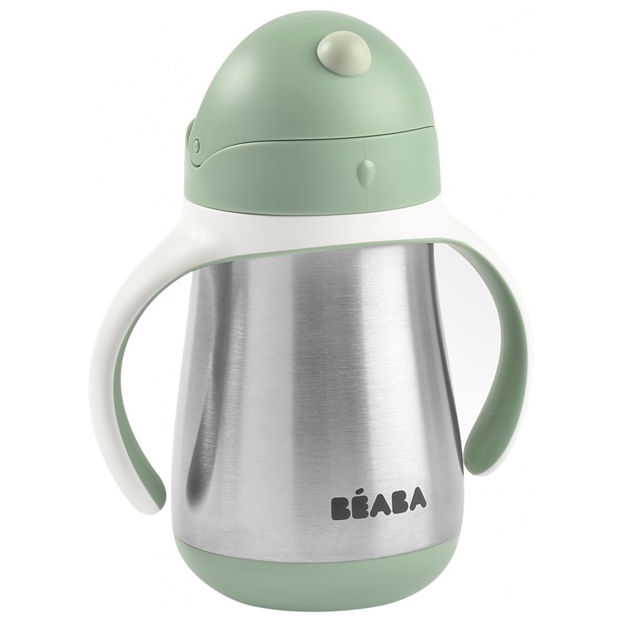 Beaba - Termoizolačný hrnček so slamkou 250 ml zelený