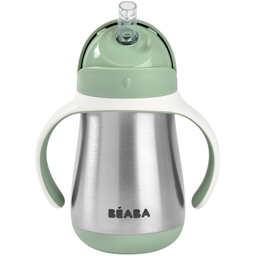 Beaba - Termoizolačný hrnček so slamkou 250 ml zelený