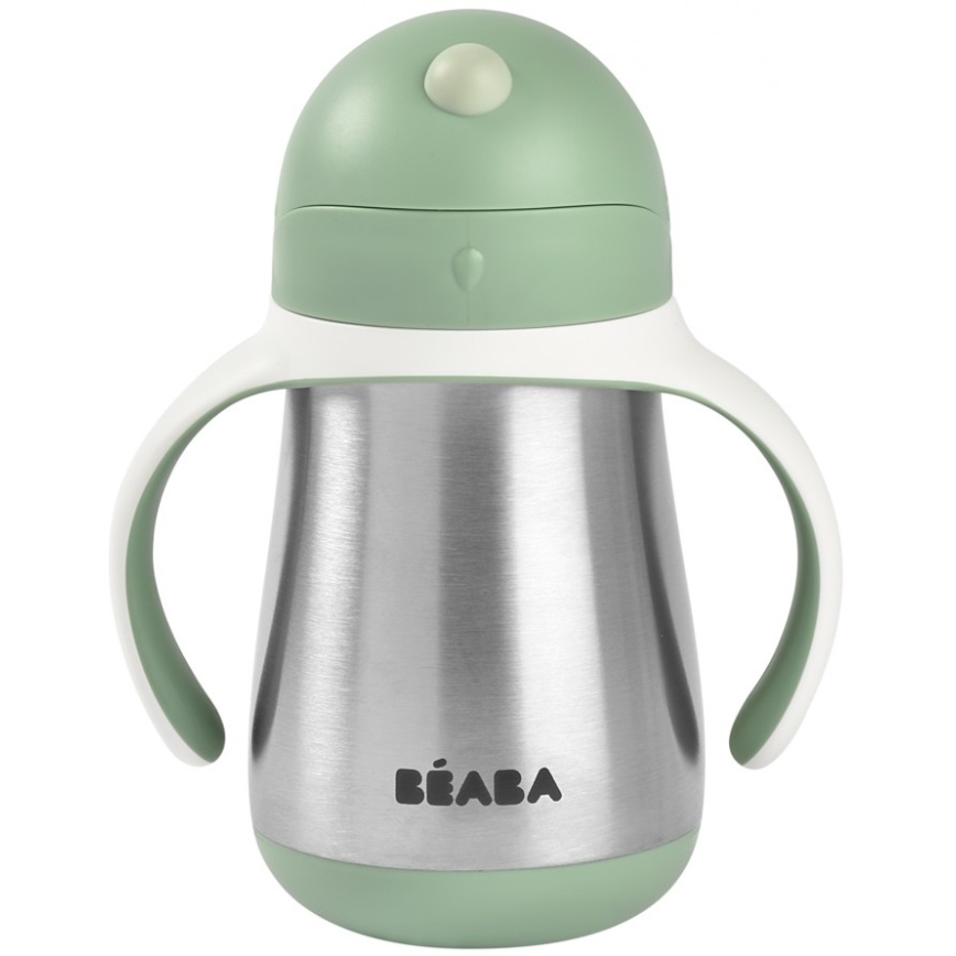 Beaba - Termoizolačný hrnček so slamkou 250 ml zelený