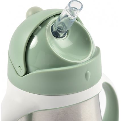 Beaba - Termoizolačný hrnček so slamkou 250 ml zelený