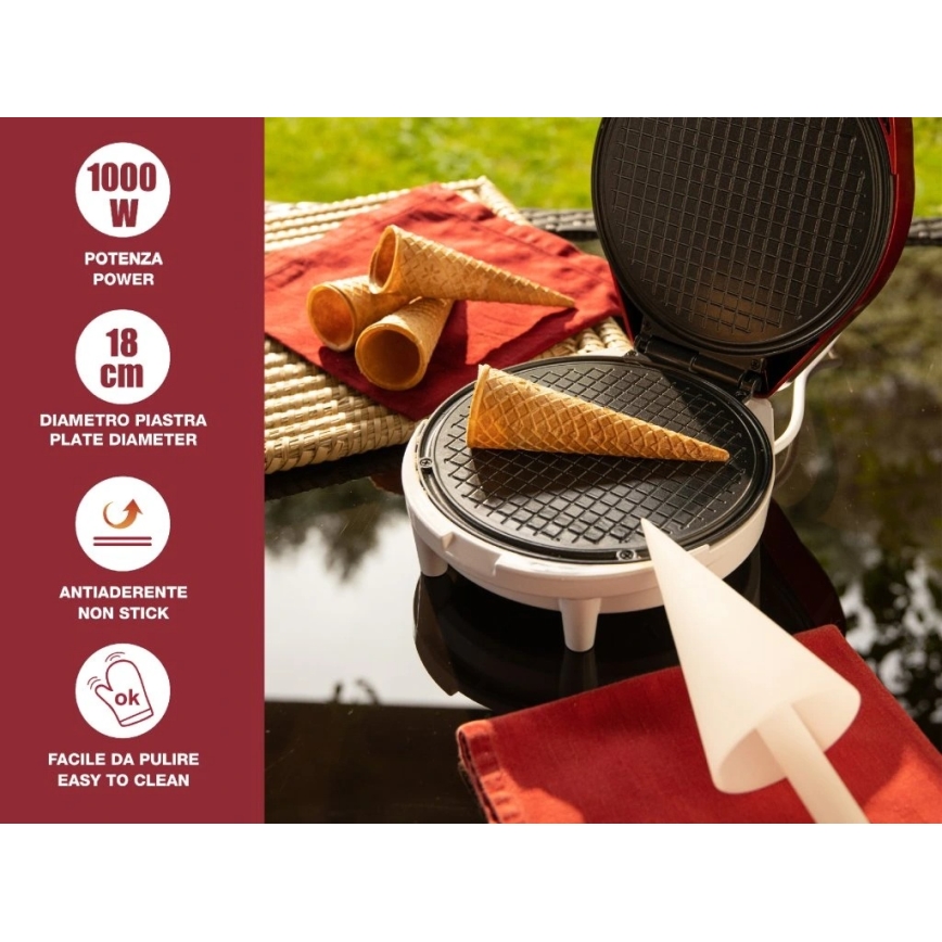 Beper - 2v1 vaflovač 1000 W/230 V, červený