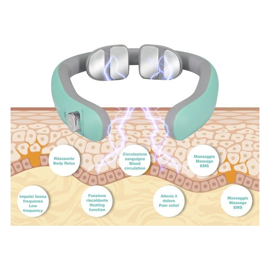Beper - Nabíjací EMS masážny prístroj na krk 5V/900 mAh mintová
