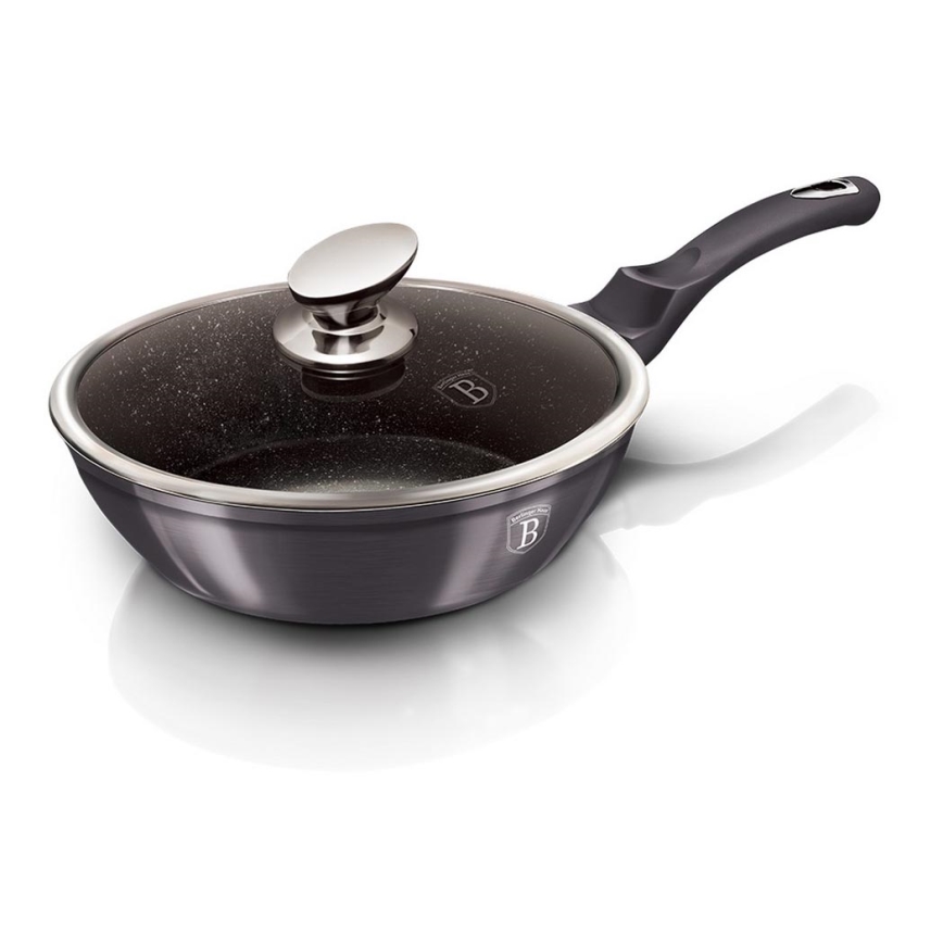 BerlingerHaus - Panvica s mramorovým povrchom + pokrievka 24 cm čierna