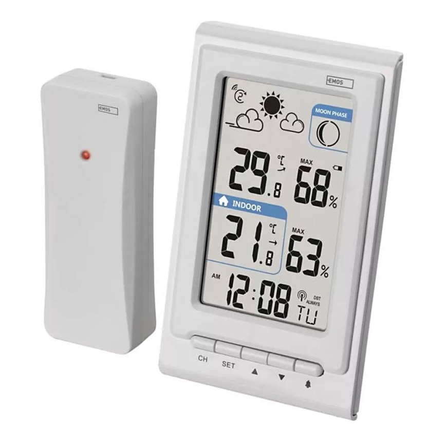 Bezdrôtová meteostanica s budíkom 2xAAA + 2xAA biela