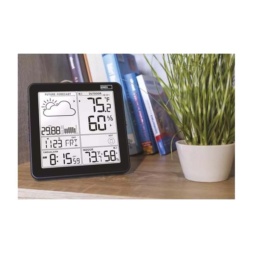 Bezdrôtová meteostanica s budíkom 3xAA + 2xAAA čierna