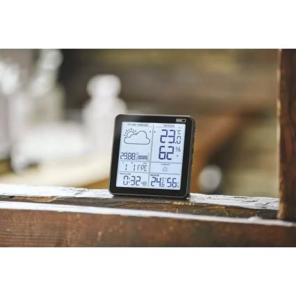 Bezdrôtová meteostanica s budíkom 3xAA + 2xAAA čierna