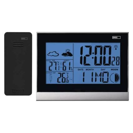 Bezdrôtová meteostanica s budíkom 3xAAA + 2xAAA čierna