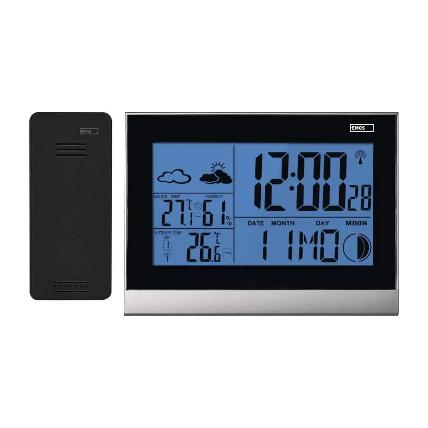 Bezdrôtová meteostanica s budíkom 3xAAA + 2xAAA čierna