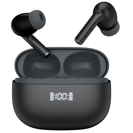 Bezdrôtové slúchadlá s ANC+ENC 300 mAh + 2x 40 mAh čierne