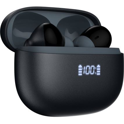 Bezdrôtové slúchadlá s ANC+ENC 300 mAh + 2x 40 mAh čierne