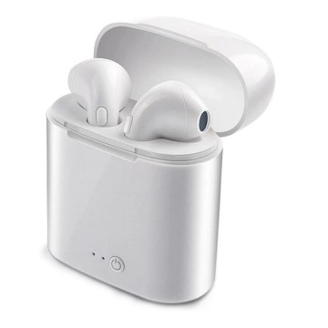 Bezdrôtové slúchadlá s mikrofónom IPX2 biele 350 mAh + 2x 45 mAh