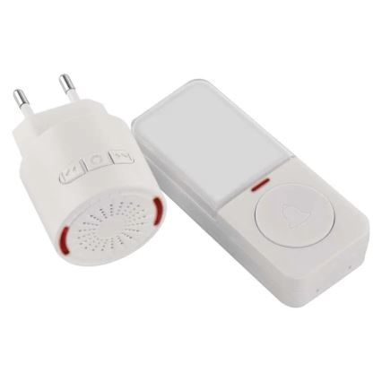 Bezdrôtový zvonček do zásuvky 230V + 1xCR2032 biely