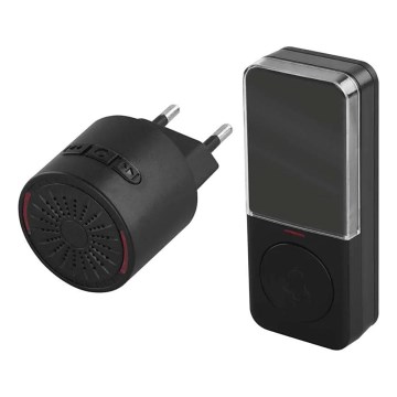 Bezdrôtový zvonček do zásuvky 230V + 1xCR2032 čierna