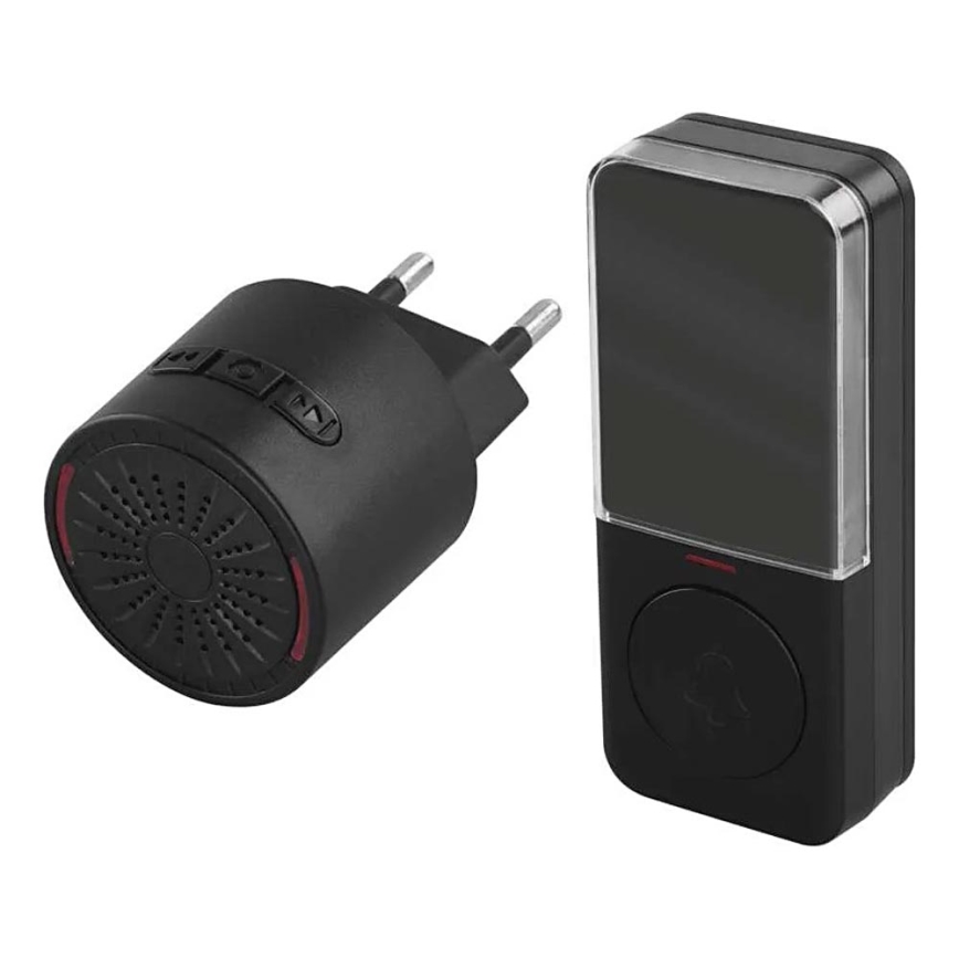 Bezdrôtový zvonček do zásuvky 230V + 1xCR2032 čierna