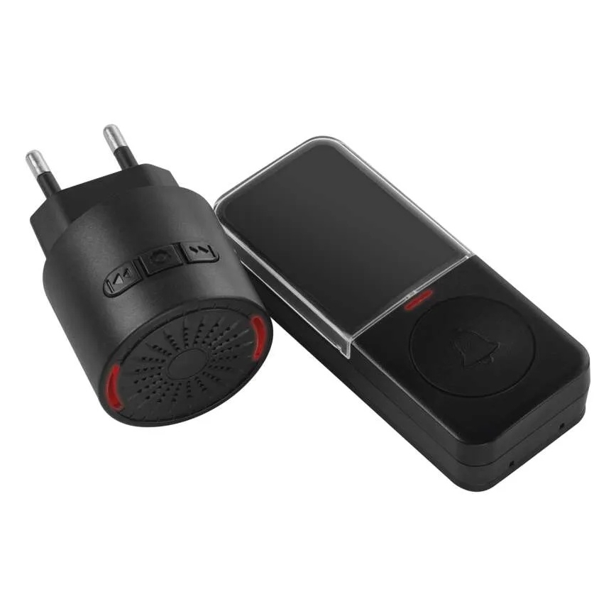 Bezdrôtový zvonček do zásuvky 230V + 1xCR2032 čierna