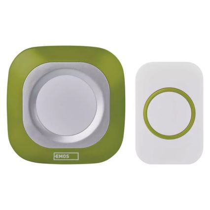 Bezdrôtový zvonček do zásuvky 230V + 1xCR2032 IP44 zelená