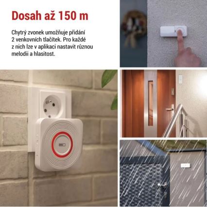 Bezdrôtový zvonček do zásuvky GoSmart 230V + 1xCR2032 biely Wi-Fi