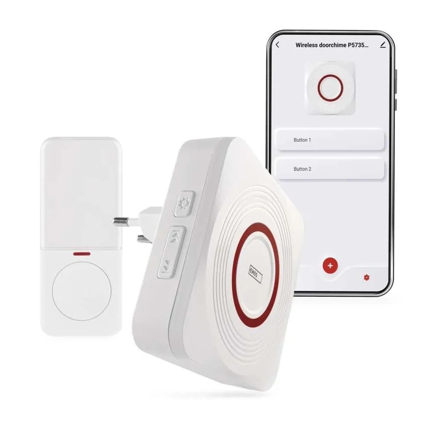 Bezdrôtový zvonček do zásuvky GoSmart 230V + 1xCR2032 biely Wi-Fi