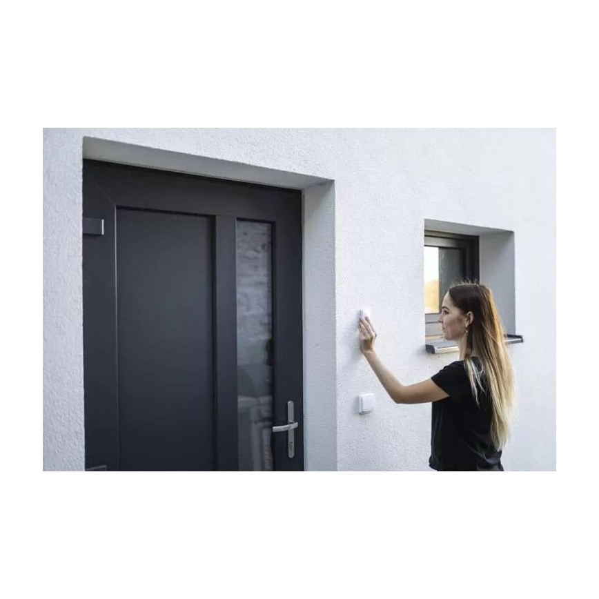 Bezdrôtový zvonek do zásuvky 230V + 1xCR2032 IP44 biela