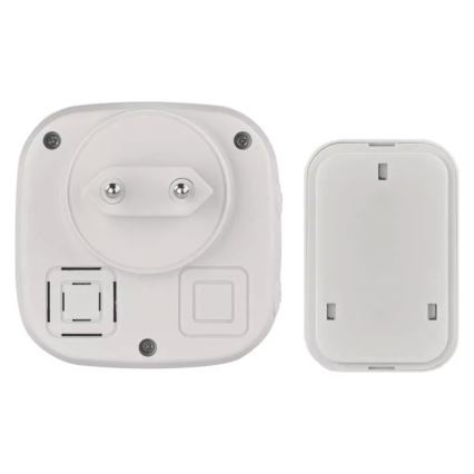 Bezdrôtový zvonek do zásuvky 230V + 1xCR2032 IP44 biela