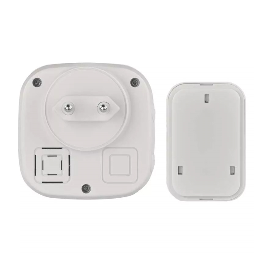 Bezdrôtový zvonek do zásuvky 230V + 1xCR2032 IP44 biela