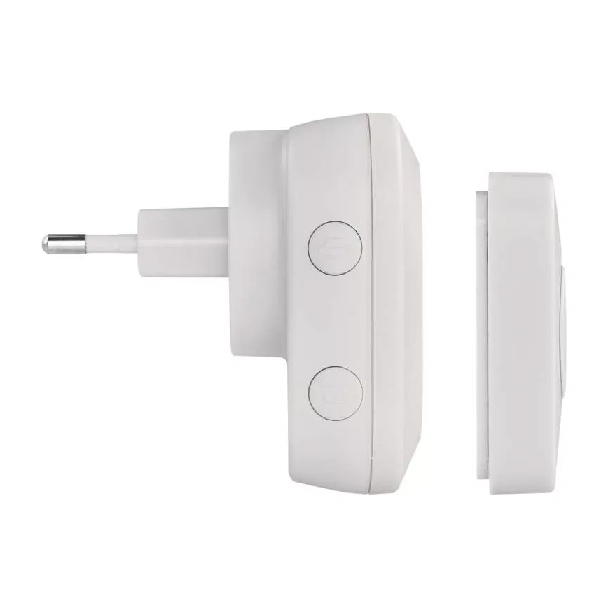 Bezdrôtový zvonek do zásuvky 230V + 1xCR2032 IP44 biela