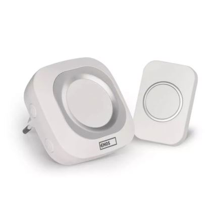 Bezdrôtový zvonek do zásuvky 230V + 1xCR2032 IP44 biela
