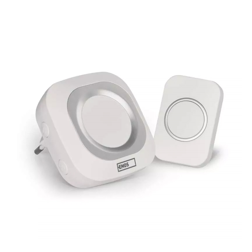 Bezdrôtový zvonek do zásuvky 230V + 1xCR2032 IP44 biela