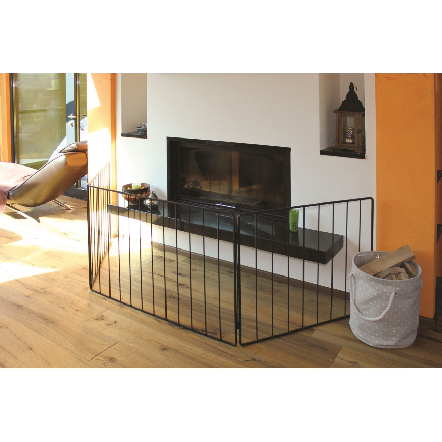 Bezpečnostná zábrana ku krbu 74x280 cm čierna