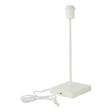 Biela stolná lampa s USB portom 1xE27/15W/230V