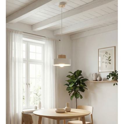 Biely luster na lanku KIVI 1xE27/15W/230V