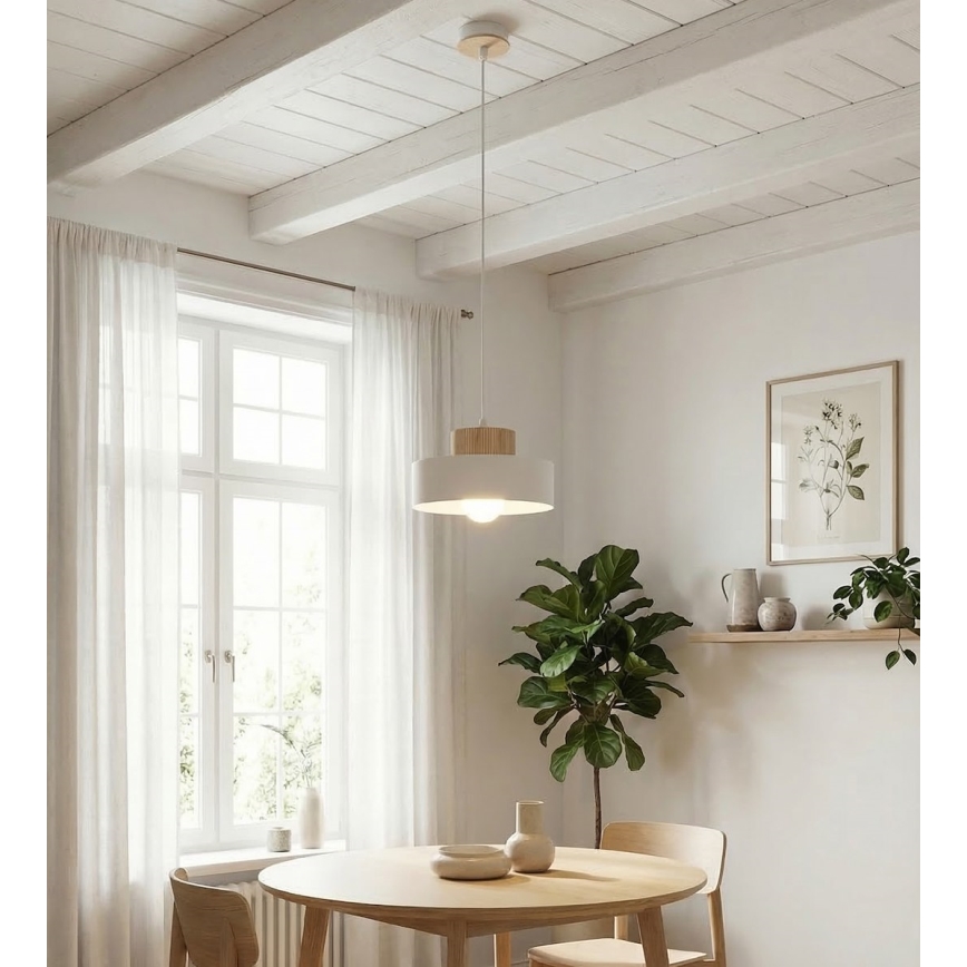 Biely luster na lanku KIVI 1xE27/15W/230V