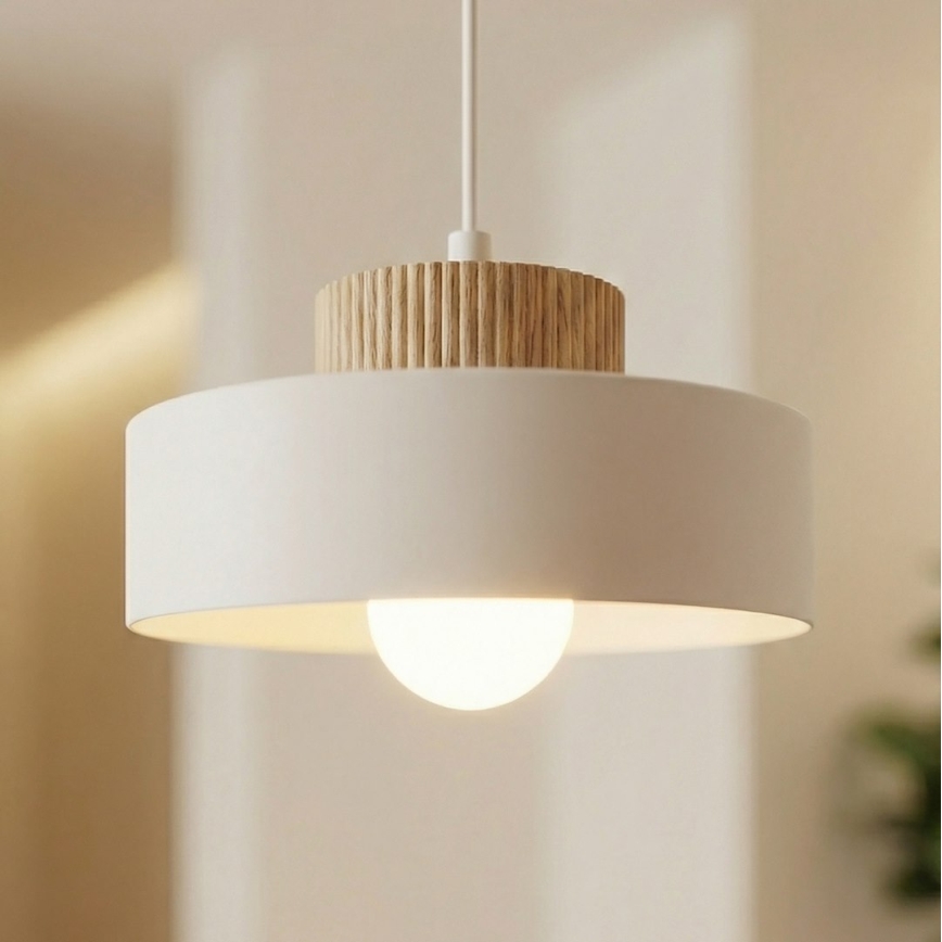 Biely luster na lanku KIVI 1xE27/15W/230V