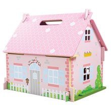 Bigjigs Toys - Prenosný drevený domček pre bábiky