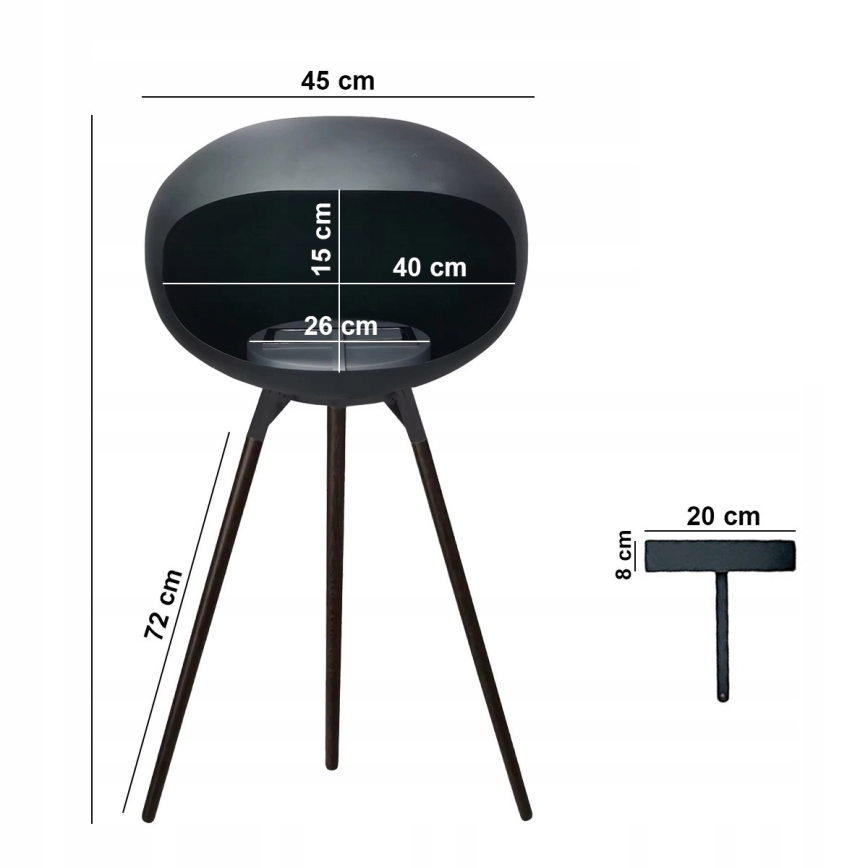 Biokrb TOKIO 45x100 cm 2 kW čierny