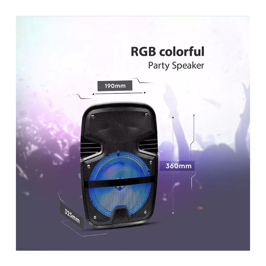 Bluetooth prenosný reproduktor s mikrofónom 15W/3,7V LED RGB + DO