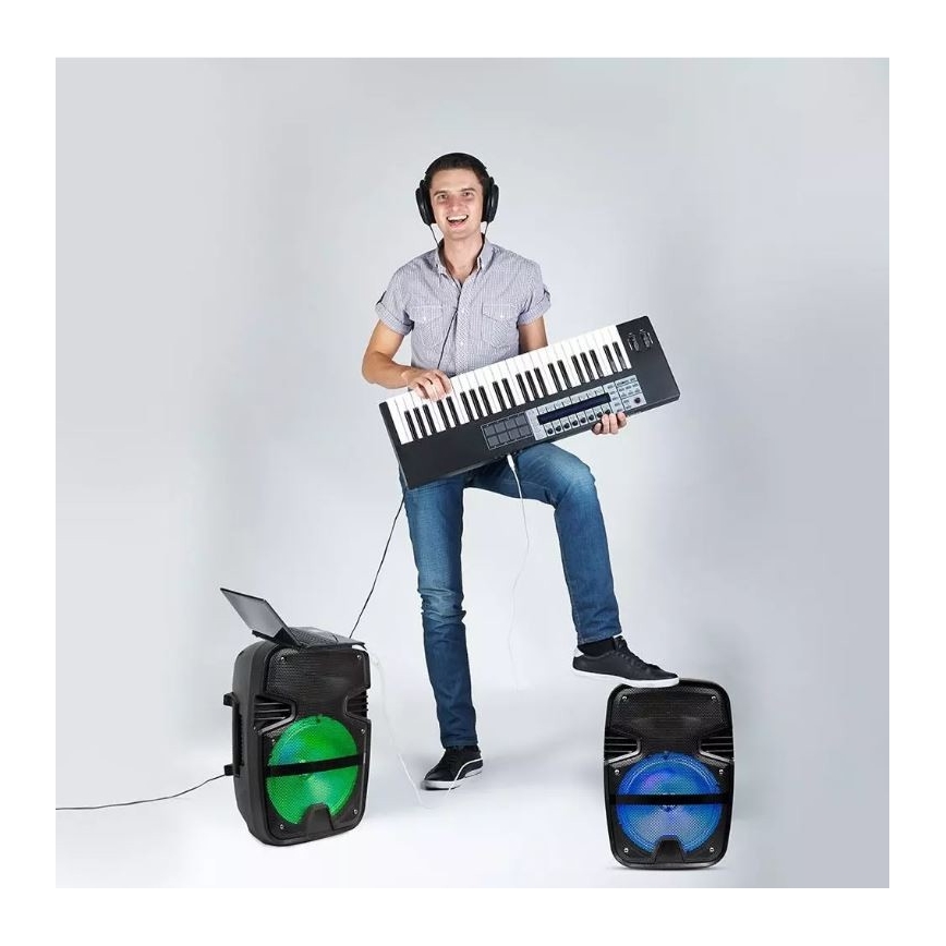 Bluetooth prenosný reproduktor s mikrofónom 15W/3,7V LED RGB + DO