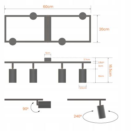 Bodové svietidlo 4xGU10/30W/230V biele