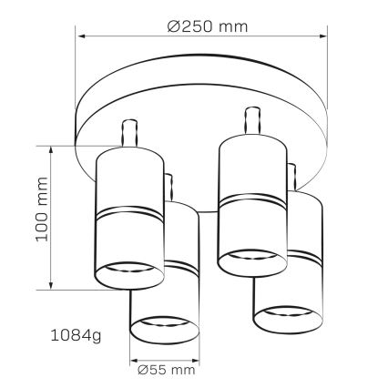 Bodové svietidlo BAMBOO 4xGU10/10W/230V čierna