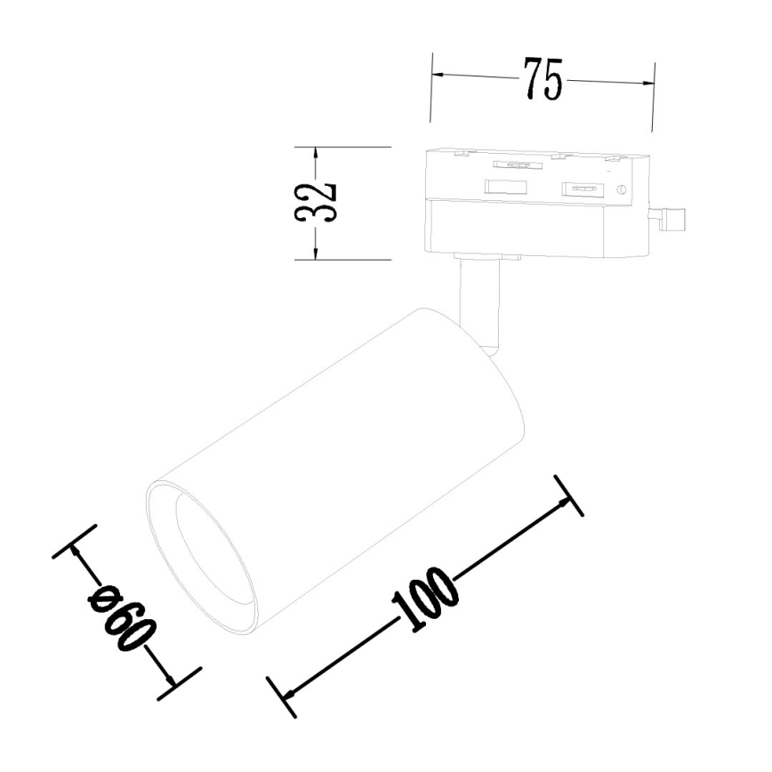 Bodové svietidlo do 1-fázového lištového systému PIPE 1xGU10/10W/230V čierna