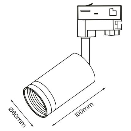 Bodové svietidlo do 3-fázového lištového systému PIPE 1xGU10/25W/230V čierna