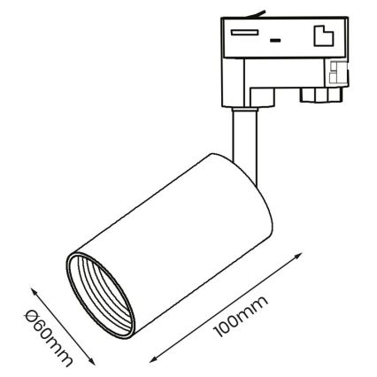 Bodové svietidlo do 3-fázového lištového systému PIPE 1xGU10/25W/230V čierna