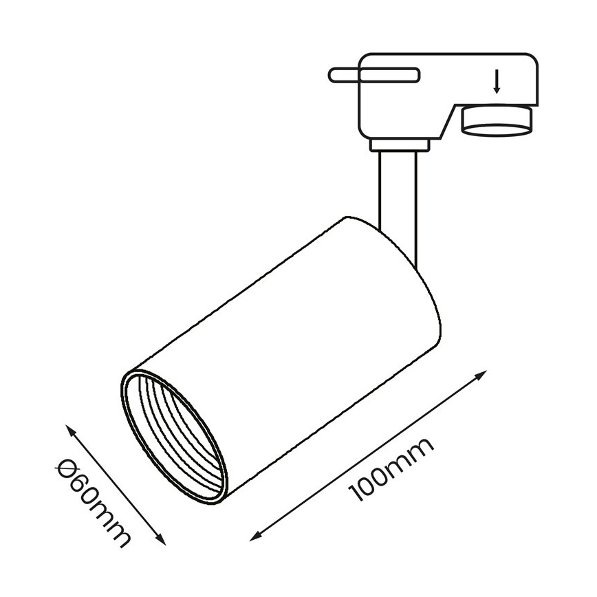 Bodové svietidlo do lištového systému PIPE 1xGU10/25W/230V čierna