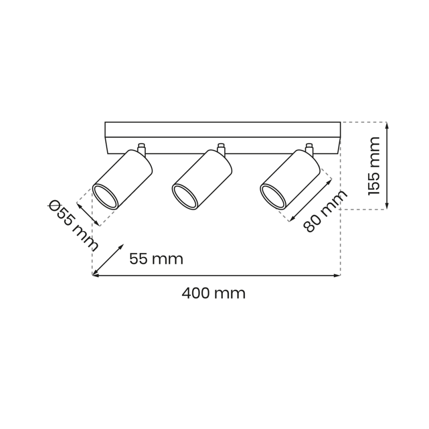 Bodové svietidlo HUDSON 3xGU10/8W/230V čierna