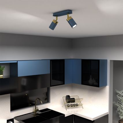 Bodové svietidlo JOKER 2xGU10/25W/230V modré/zlaté