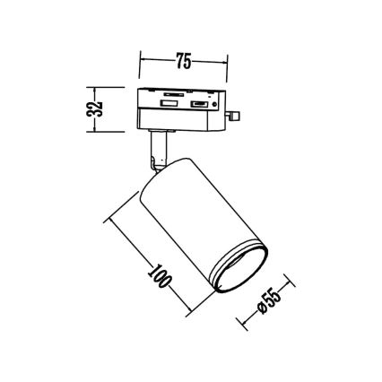 Bodové svietidlo pre 1-fázový lištový systém PIPE 1xGU10/10W/230V čierne