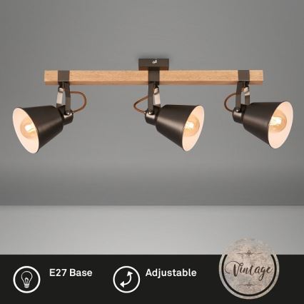 Bodové svietidlo RETRO 3xE27/40W/230V hnedé