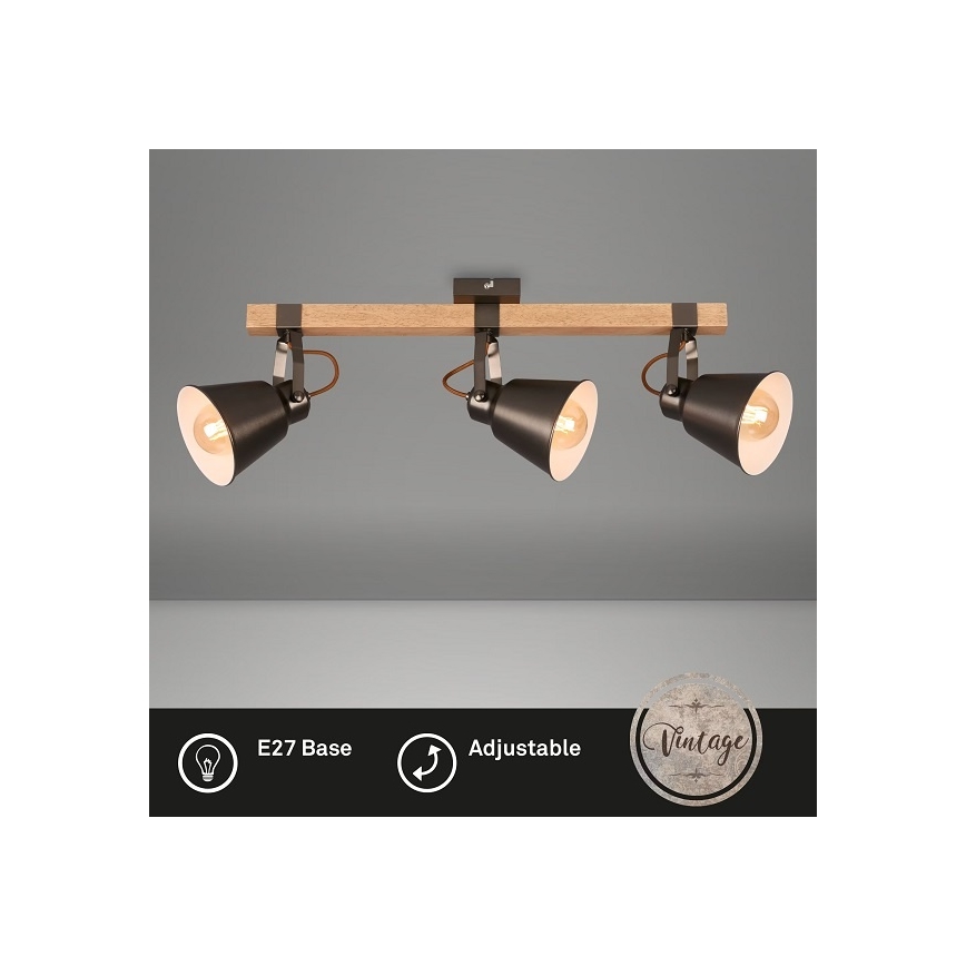 Bodové svietidlo RETRO 3xE27/40W/230V hnedé