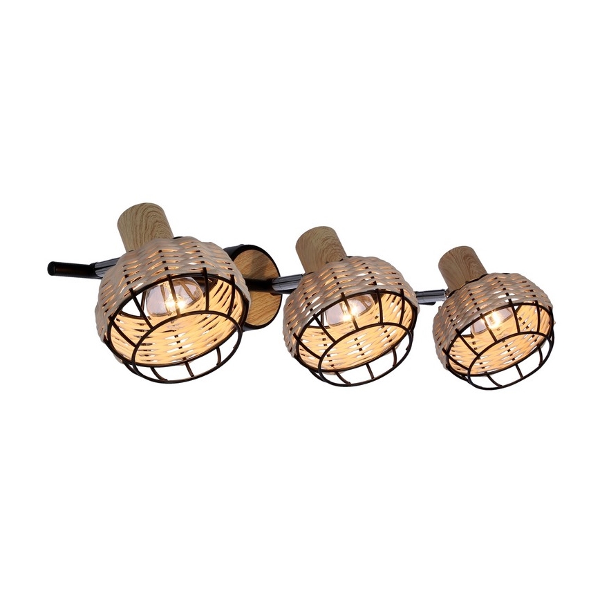 Bodové svietidlo TAJGA 3xE14/40W/230V ratan/čierna