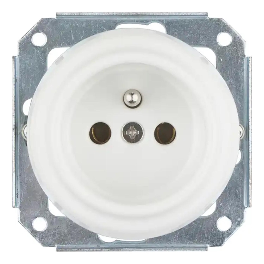 Bohemia-Design - Porcelánová retro domová zásuvka bez rámčeka 250V/16A biela